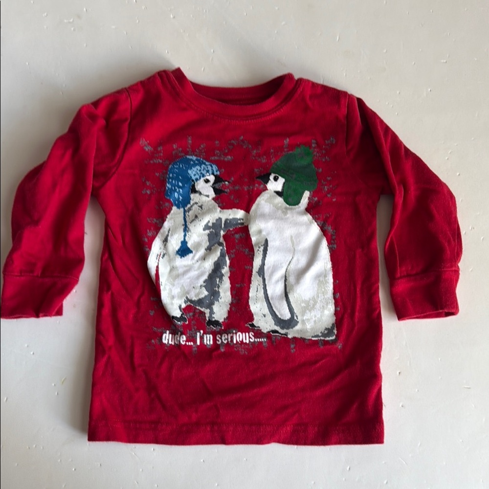 Babies R Us Vintage Red Penguin Long Sleeve Shirt 12 Months